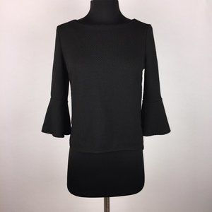 Zara W&B S Textured Blouse Top 3/4 Bell Sleeves